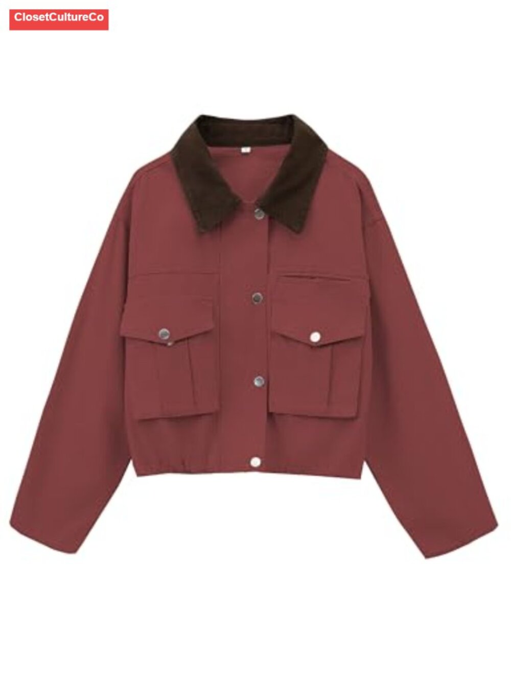 Cotton Cropped Jacket Contrast Collar Barn Jacket